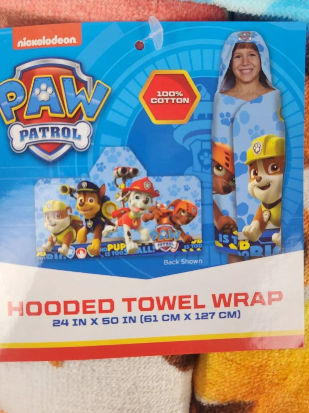 New Paw Patrol Hooded Towel Wrap 24X50 Inches 100% Cotton Nickelodeon